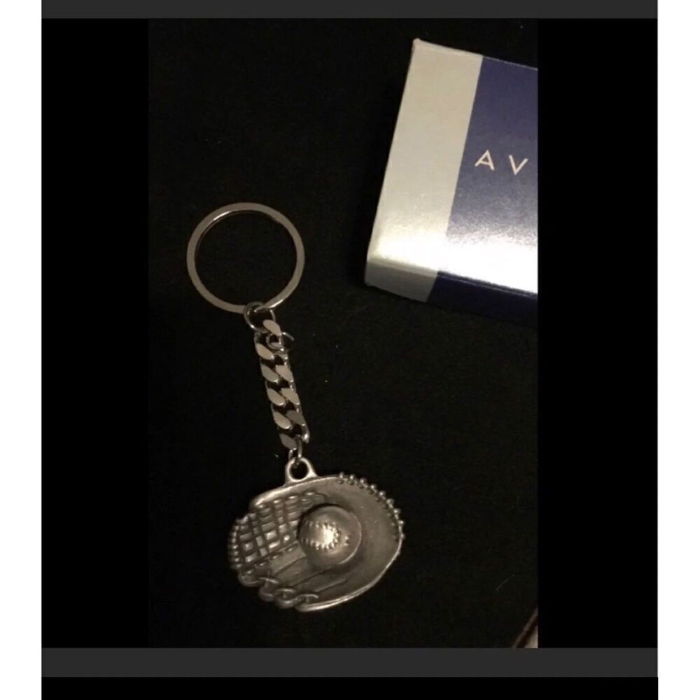 Vintage Avon Pewter Baseball Enthusiast Keychain~New in Box~Offered 1990's~